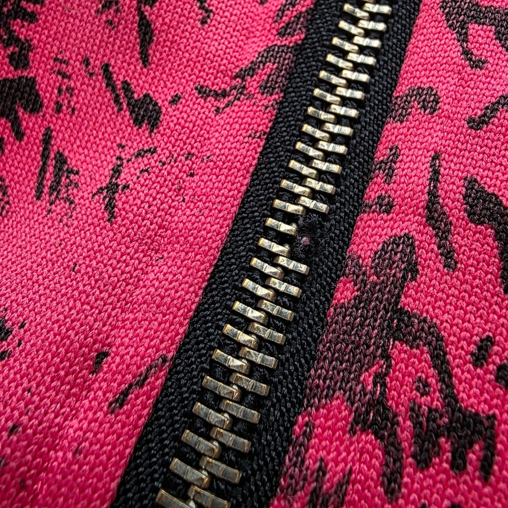 Vintage Volcom Women Red Black Animal Print Zip Up Hoodie Fleece Jacket Ski Snow - Picture 14 of 15
